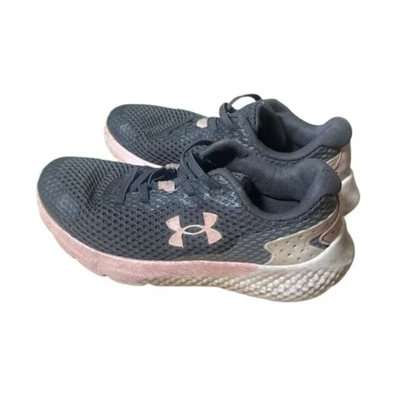 Under Armour Shoes 13K Girls Black Pink Running Sneaker UA Sport Slip On No Lace - Picture 2 of 6